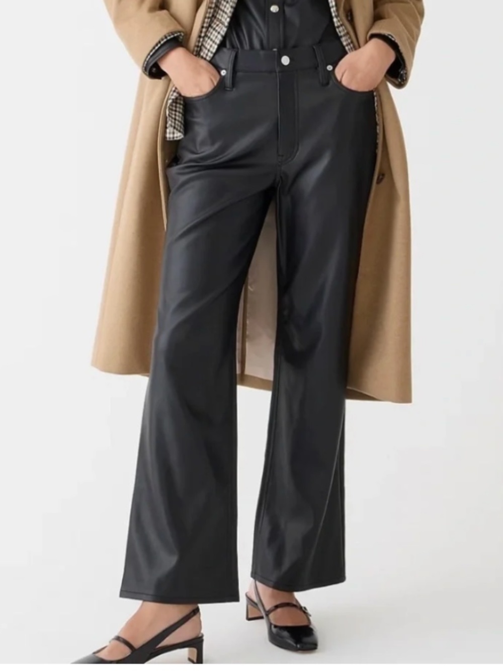 J. Crew Black Slim Wide-Leg pant in Faux Leather Size 28